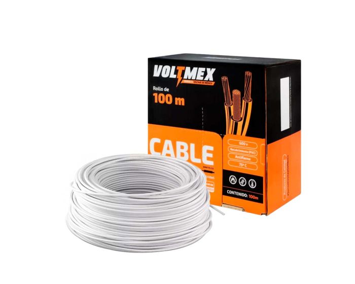 Cable eléctrico THW calibre 10 blanco 100 metros VOLTMEX