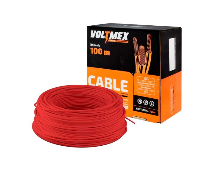 Cable eléctrico THW calibre 12 rojo 100 metros VOLTMEX