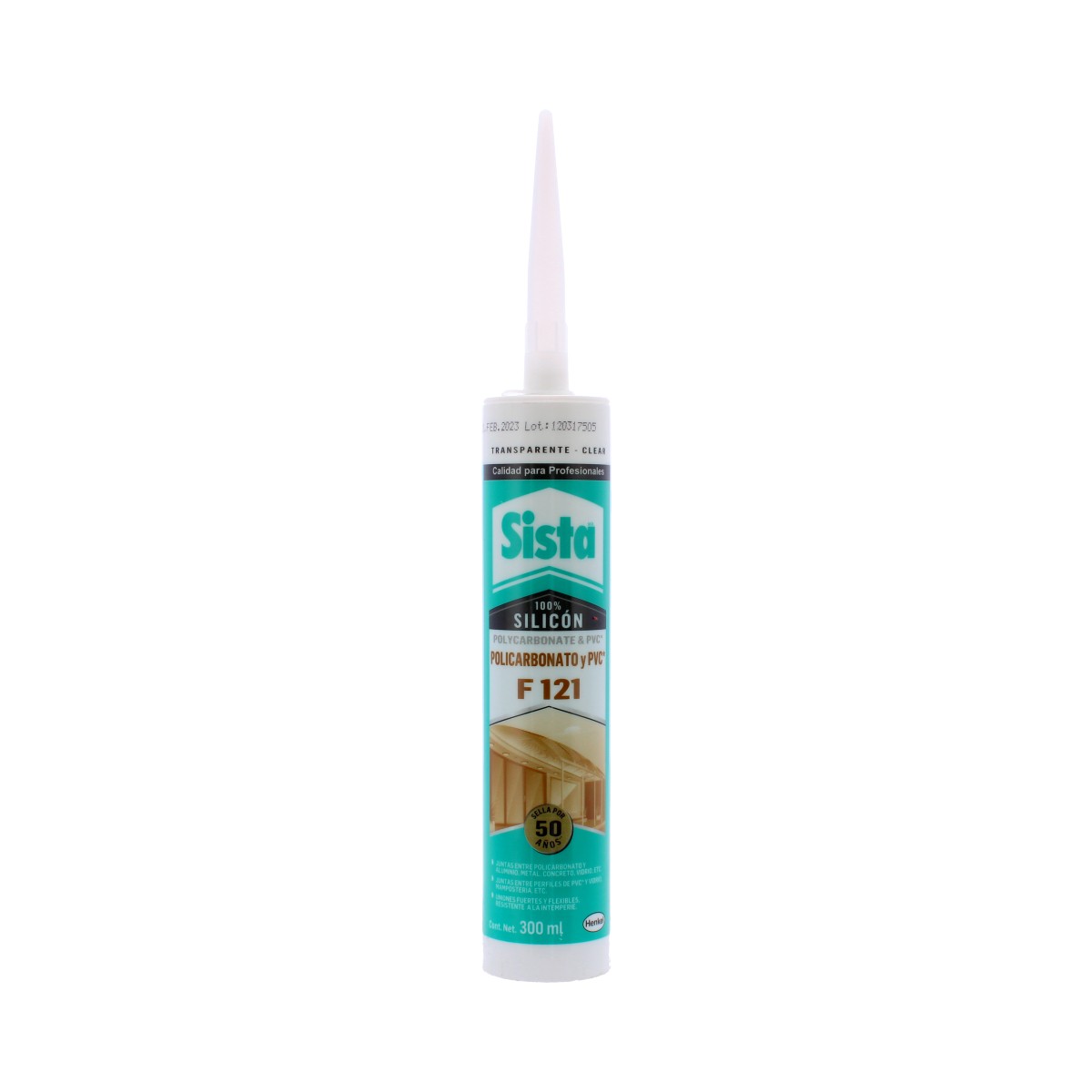 Silicón transparente para policarbonato y PVC F121 Sista