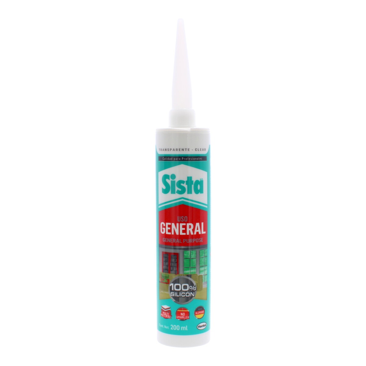 Sellador Uso General 100% Silicón Transparente 200 ml Sista