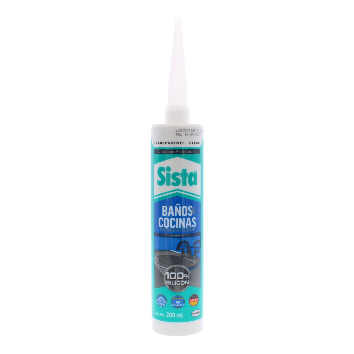 Sellador Baños y Cocinas 100% Silicón Transparente 200 ml Sista