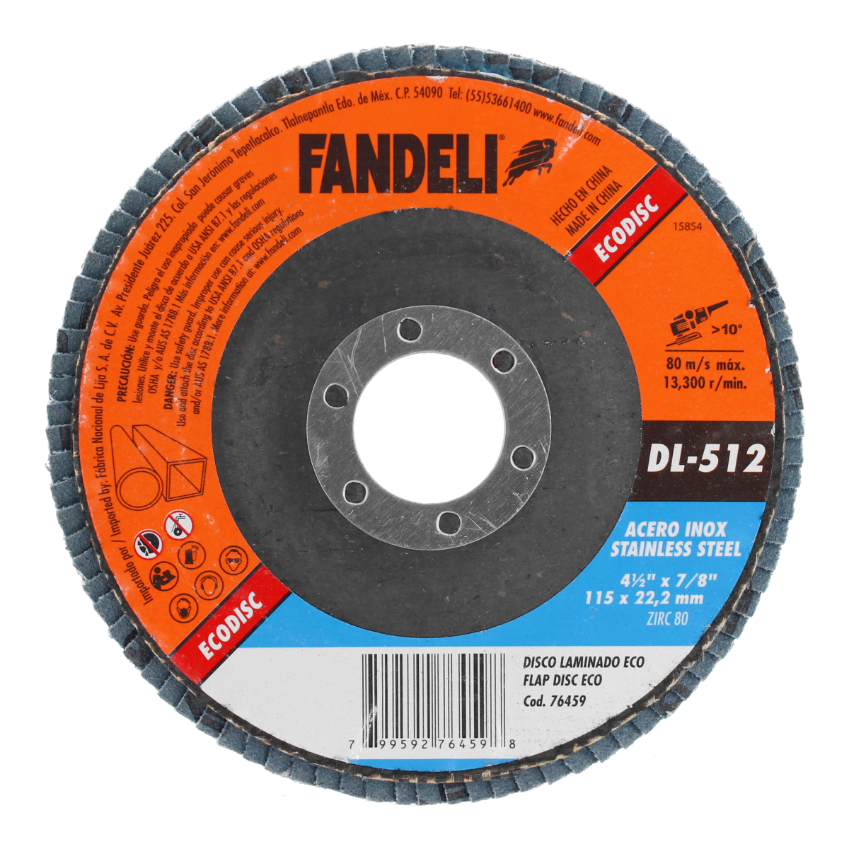 Disco laminado 4-1/2" Zirc-80 DL-512 Fandeli