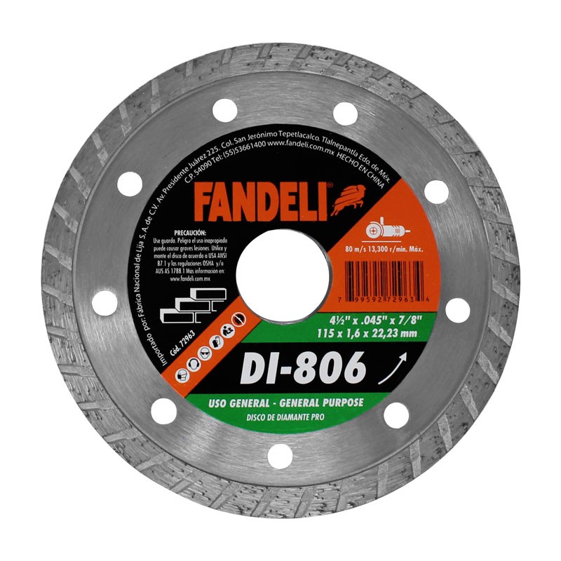 Disco diamantado de 4 1/2" Rin Turbo 72963 Fandeli
