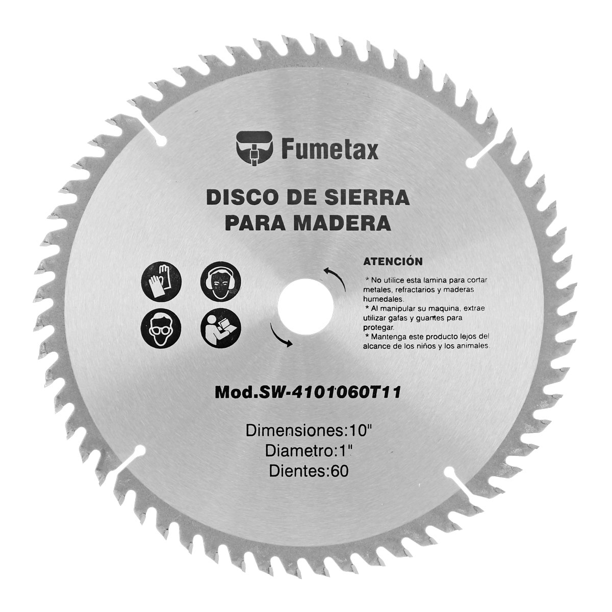 Disco sierra para corte de madera 10" x 60 D SW-4101060T11 Fumetax