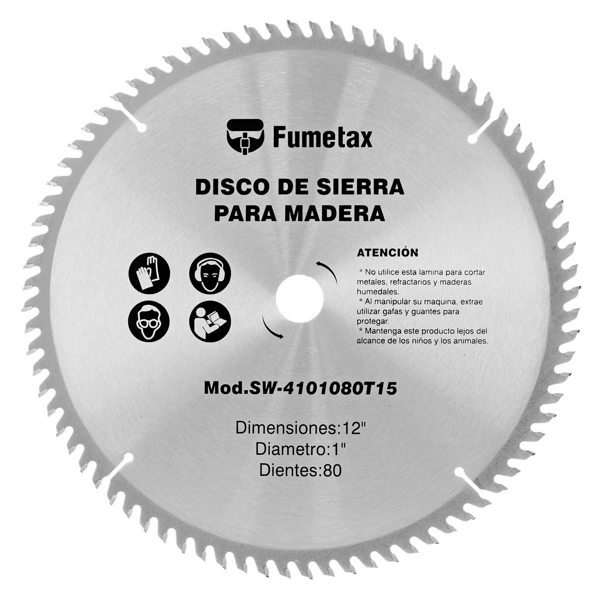 Disco sierra para corte de madera 12" x 80 D SW-4101080T15 Fumetax