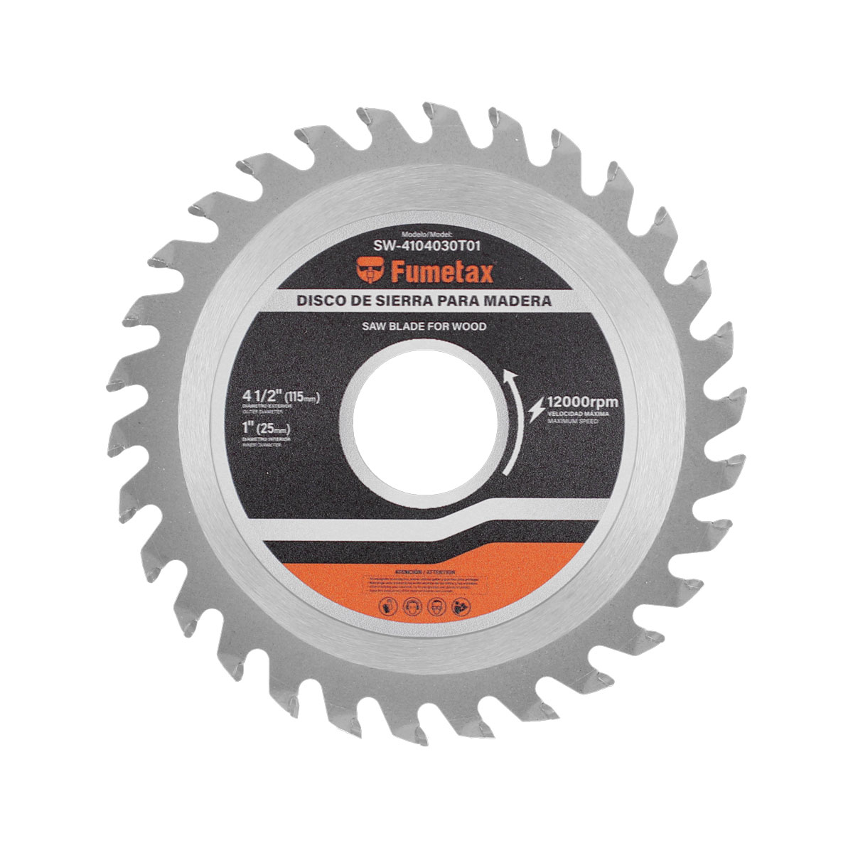 Disco sierra para corte de madera 4-1/2" x 30 D SW-4104030T01 Fumetax