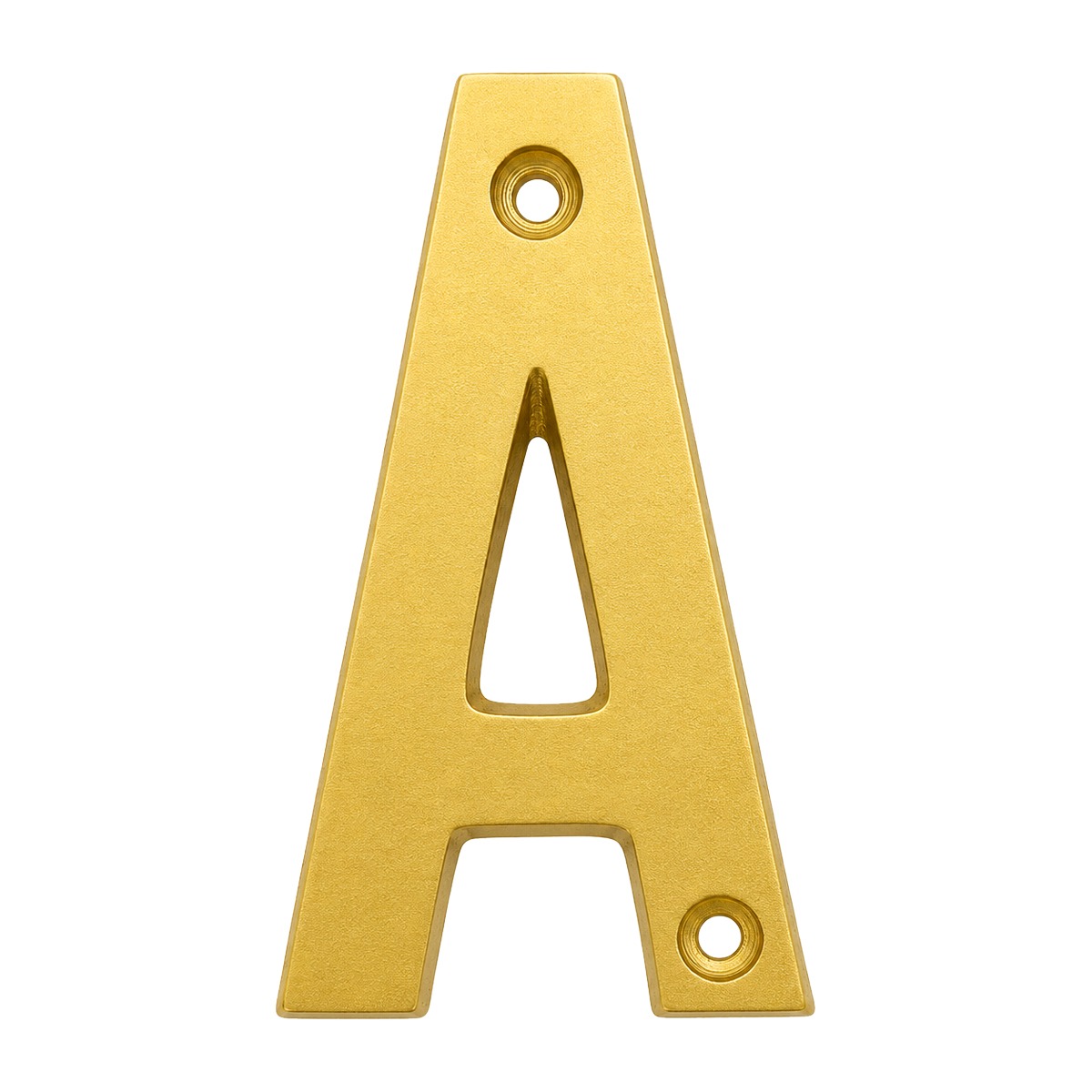 Letra "A" decorativa 83 mm de aluminio dorado