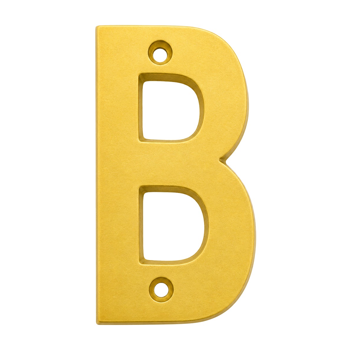 Letra "B" decorativa 83 mm de aluminio dorado