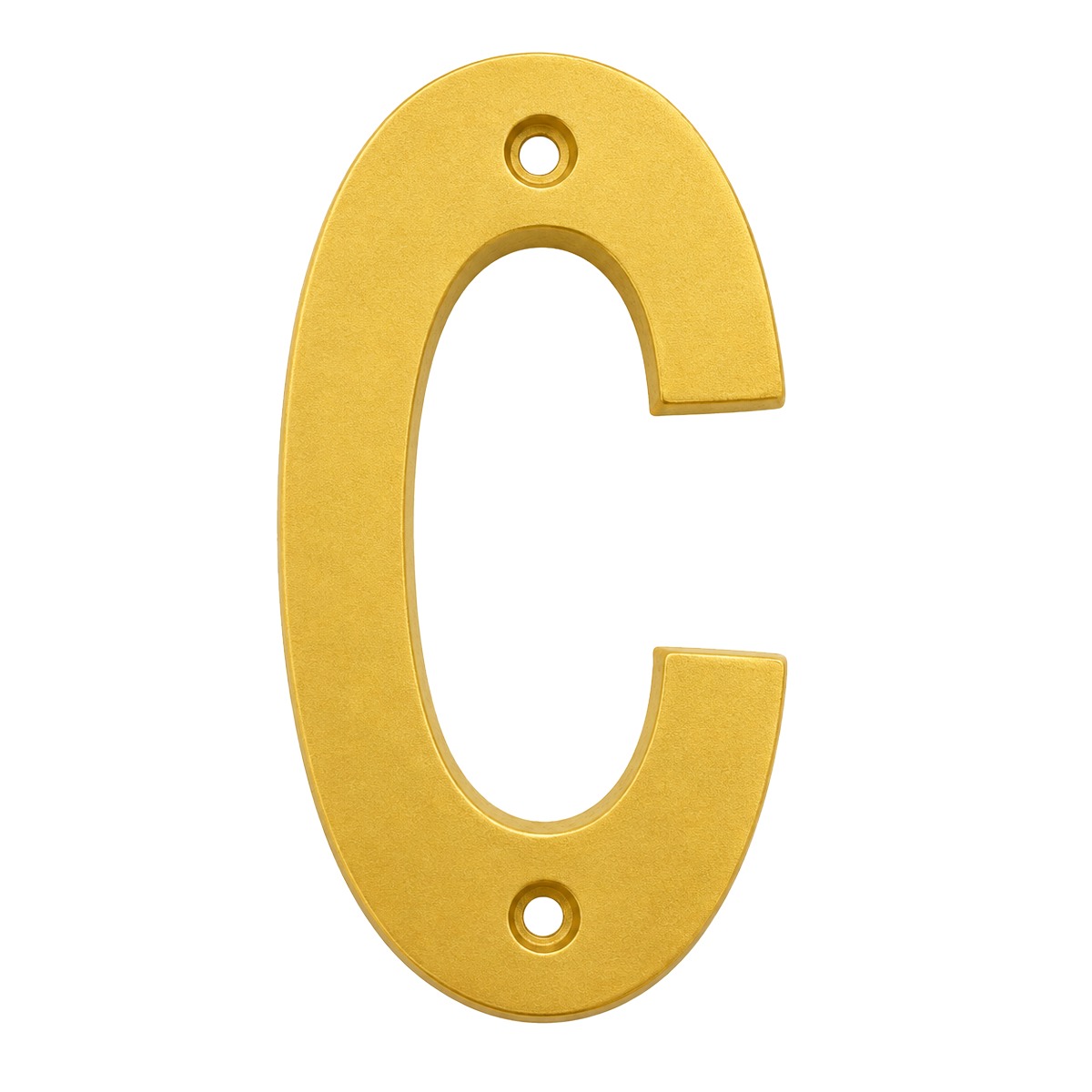 Letra "C" decorativa 83 mm de aluminio dorado