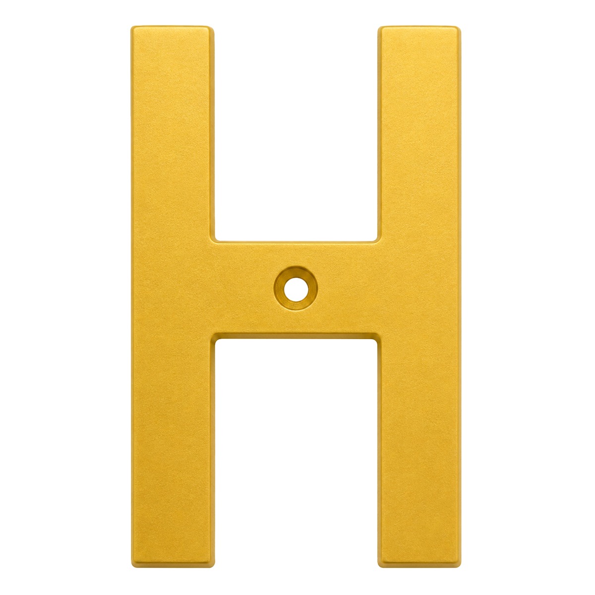 Letra "H" decorativa 83 mm de aluminio dorado