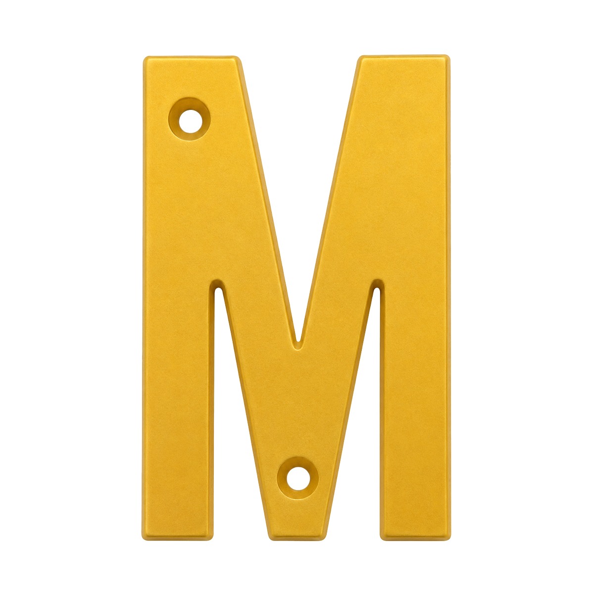 Letra "M" o decorativa 83 mm de aluminio dorado