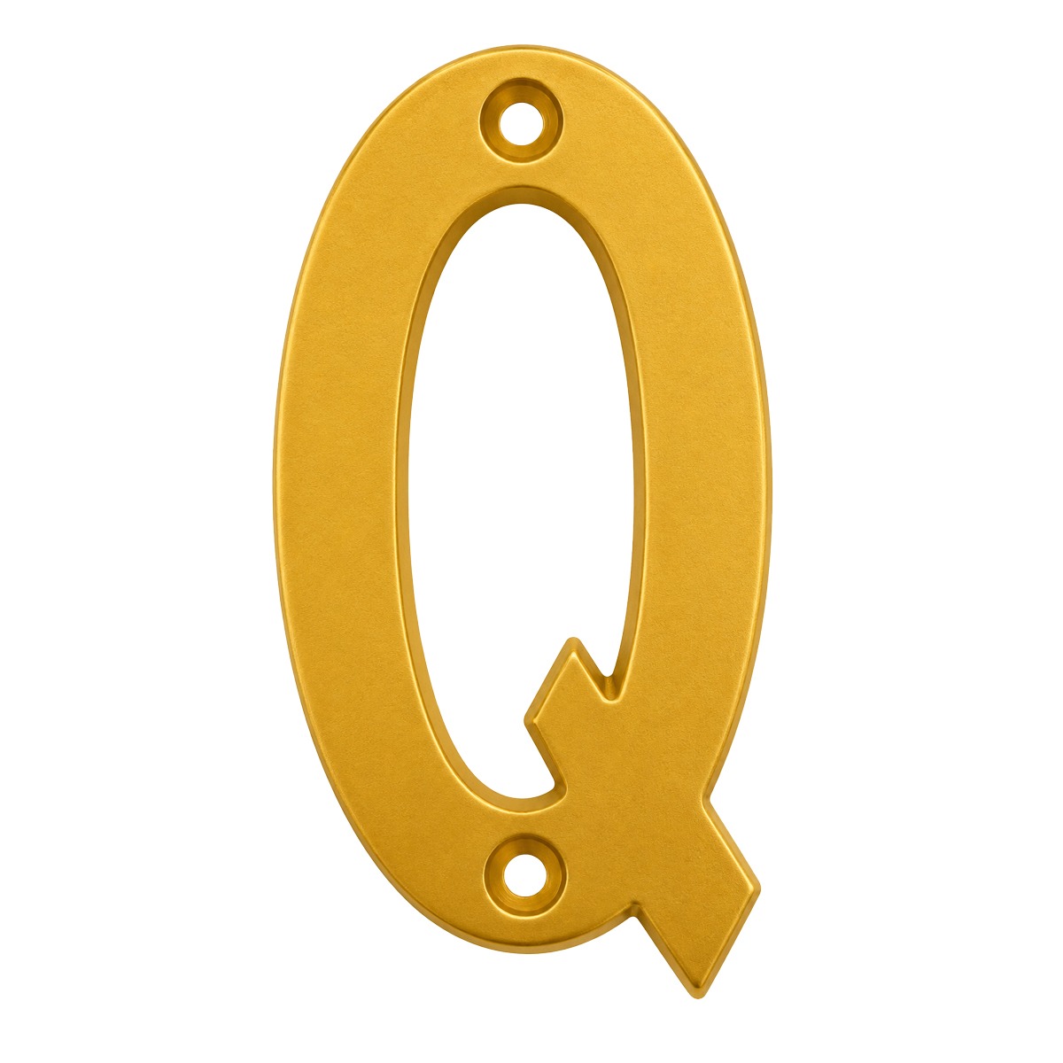 Letra "Q" decorativa 83 mm de aluminio dorado