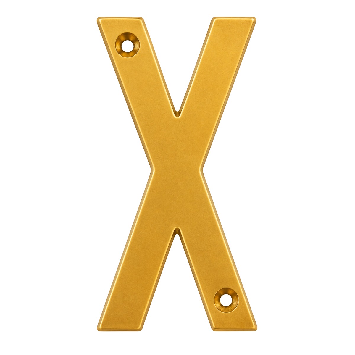 Letra "X" decorativa 83 mm de aluminio dorado