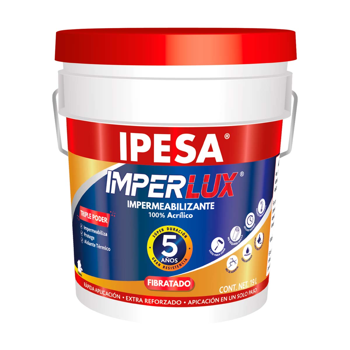 Impermeabilizante fibratado 5 años Imper Lux terracota 4 litros 9053 IPESA