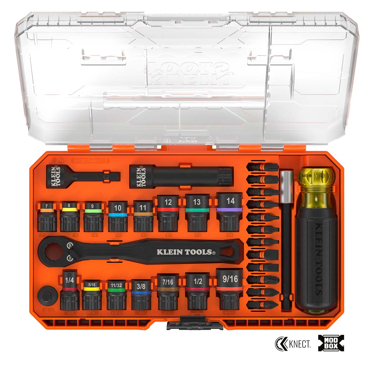 Juego de dados pasantes e impacto KNECT™ SAE y Métrico 33 piezas 65302KNECT Klein Tools