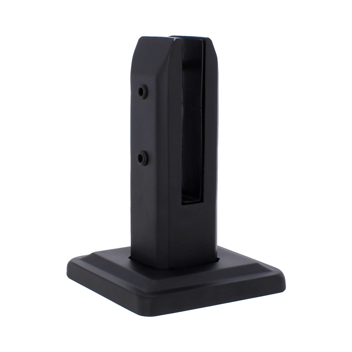 Grapa rectangular negra para barandales de vidrio Axcent