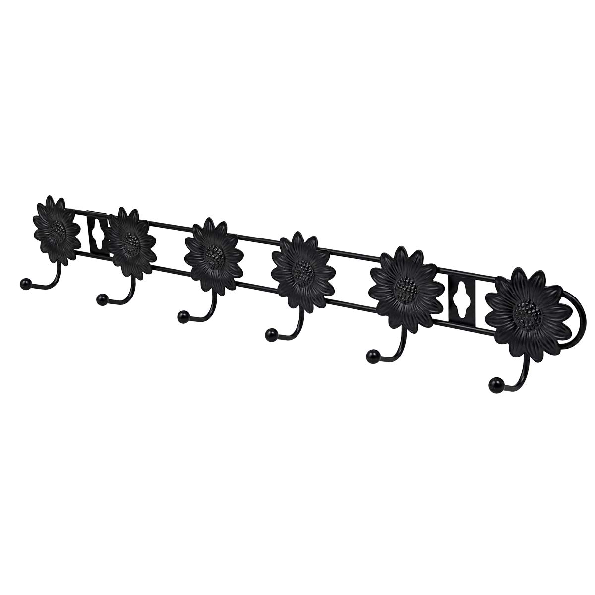 Perchero metálico de pared con 6 ganchos diseño floral