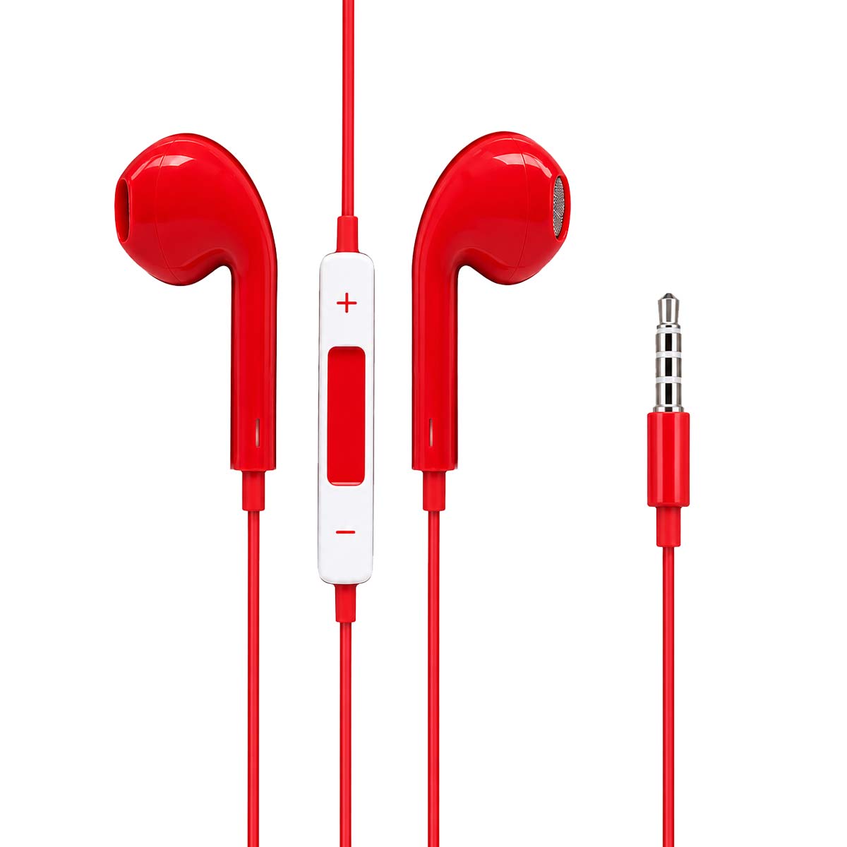 Audífonos alámbricos rojos In-Ear con micrófono y control integrado