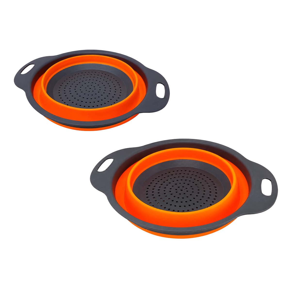 Colador plegable de silicón con asas Naranja