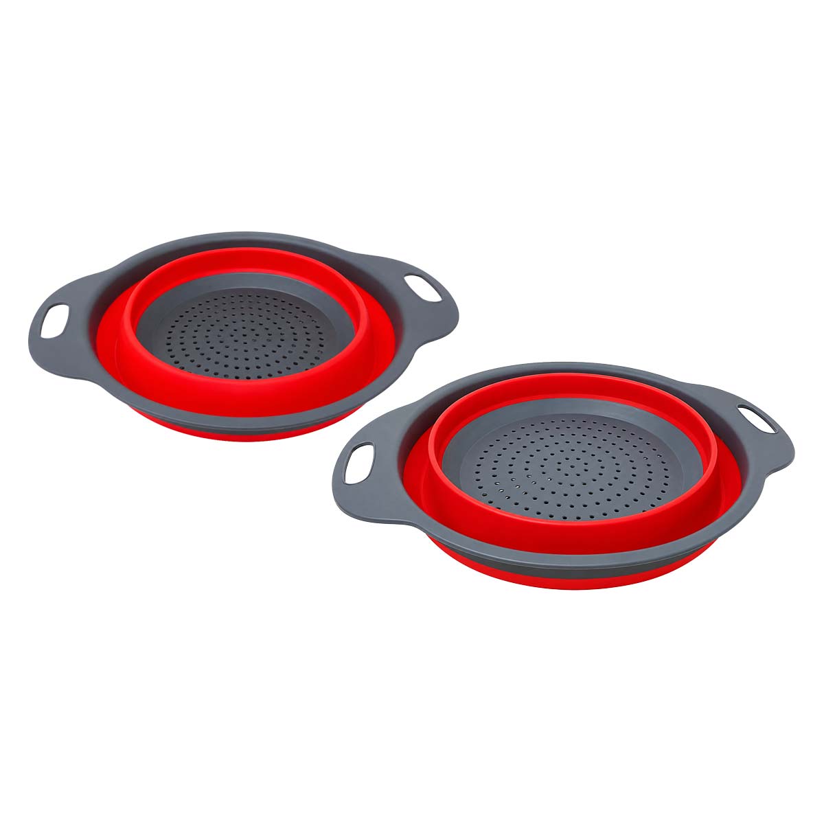 Colador plegable de silicón con asas Rojo