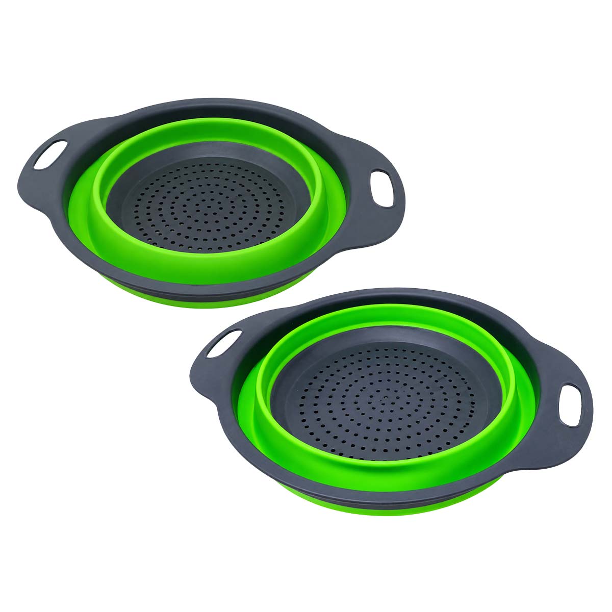 Colador plegable de silicón con asas Verde