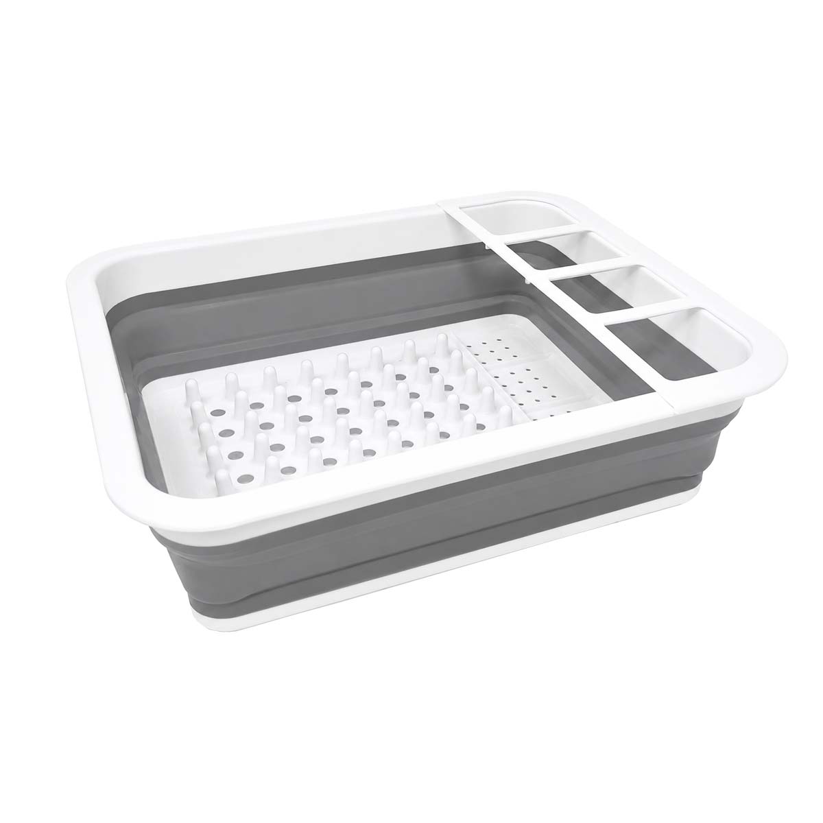 Escurridor plegable para trastes con portautensilios