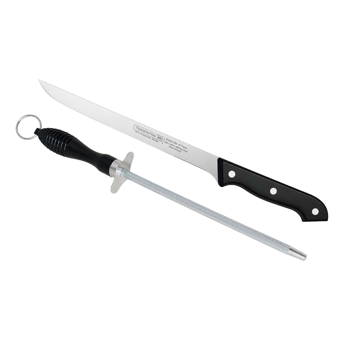 Juego afilador de cuchillo con chaira y cuchillo