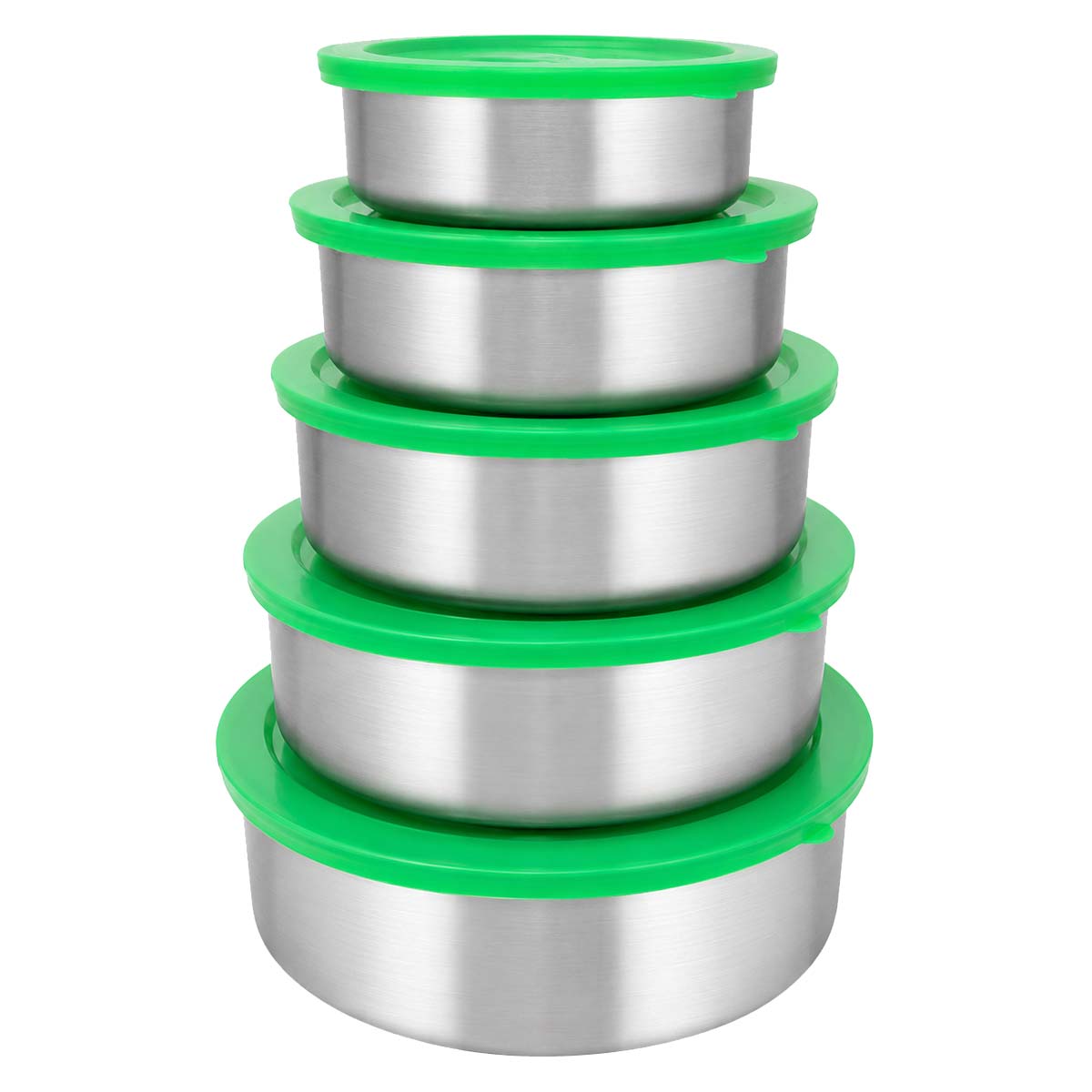 Set de contenedores de acero inoxidable con tapa 5 piezas