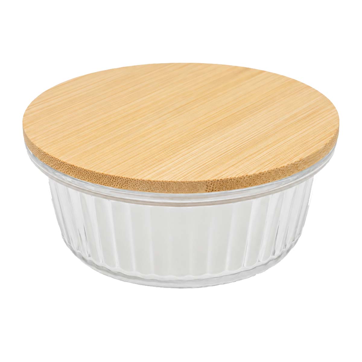 Recipiente de vidrio con tapa de bambú hermética 400 ml