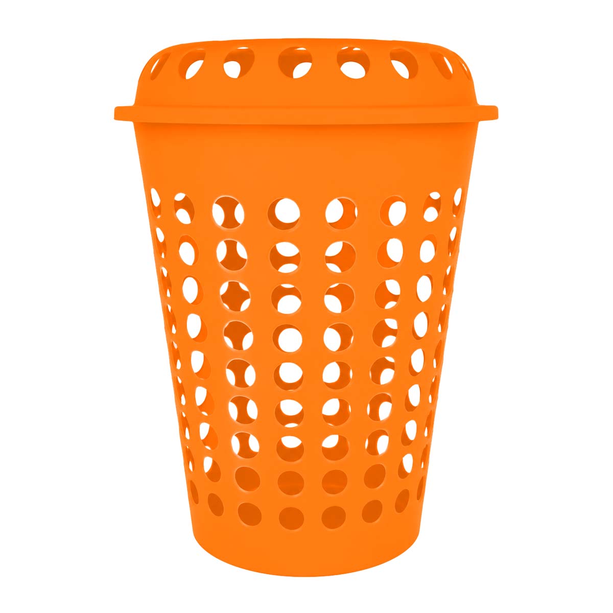 Cesto para ropa plástico con tapa naranja