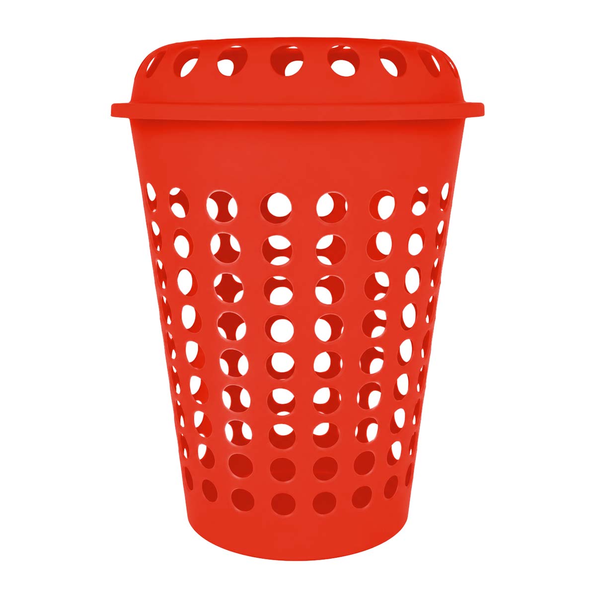 Cesto para ropa plástico con tapa rojo