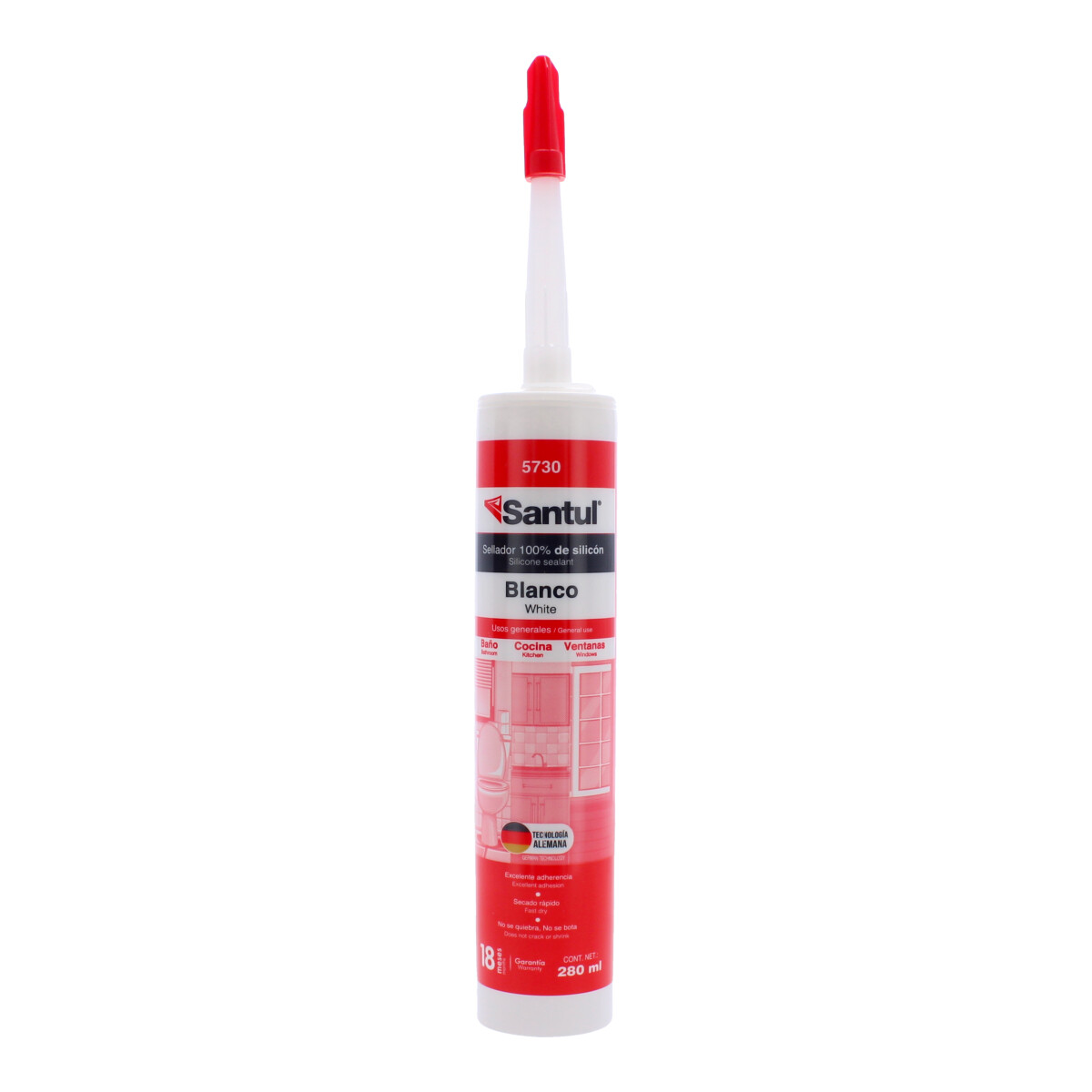 Sellador de silicón Usos Generales blanco 280 ml 5730 Santul